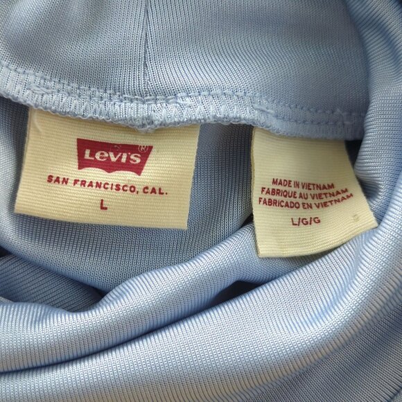 Levi's long sleeve Turtleneck Women's Shirt Top Pullover Retro baby blue size L - Picture 5 of 16